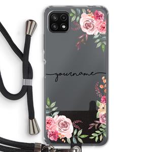 CaseCompany Rozen: Samsung Galaxy A22 5G Transparant Hoesje met koord