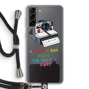 CaseCompany Smile: Samsung Galaxy S21 Plus Transparant Hoesje met koord