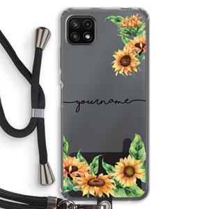 CaseCompany Zonnebloemen: Samsung Galaxy A22 5G Transparant Hoesje met koord