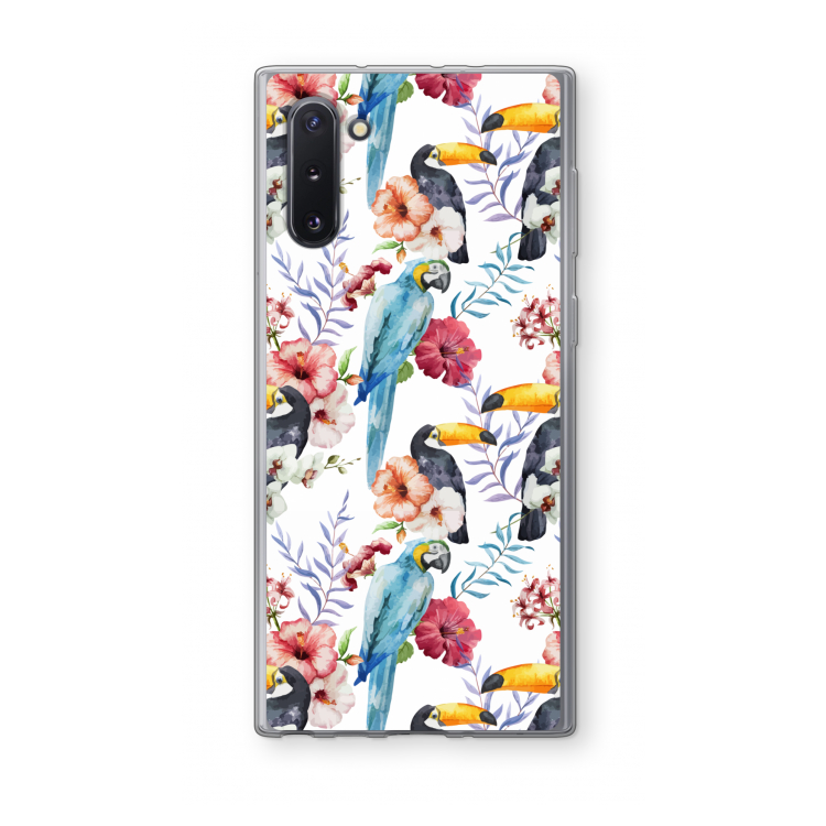 CaseCompany Bloemen tukan: Samsung Galaxy Note 10 Transparant Hoesje