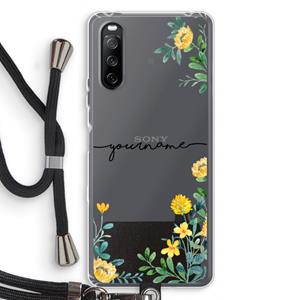 CaseCompany Gele bloemen: Sony Sony Xperia 10 III Transparant Hoesje met koord