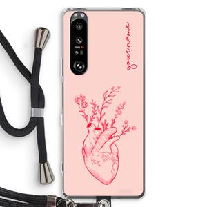 CaseCompany Blooming Heart: Sony Xperia 1 III Transparant Hoesje met koord
