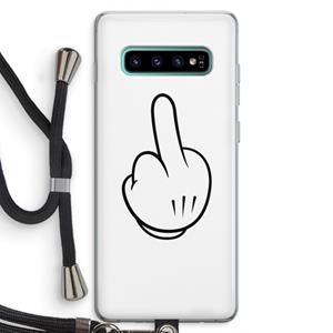 CaseCompany Middle finger white: Samsung Galaxy S10 Plus Transparant Hoesje met koord