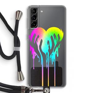 CaseCompany Hold My Heart: Samsung Galaxy S21 Plus Transparant Hoesje met koord