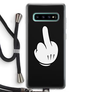 CaseCompany Middle finger black: Samsung Galaxy S10 Plus Transparant Hoesje met koord