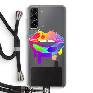 CaseCompany Lip Palette: Samsung Galaxy S21 Plus Transparant Hoesje met koord