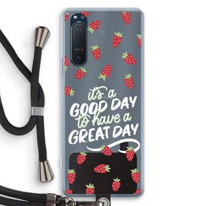 CaseCompany Don't forget to have a great day: Sony Xperia 5 II Transparant Hoesje met koord