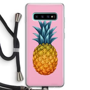 CaseCompany Grote ananas: Samsung Galaxy S10 Plus Transparant Hoesje met koord