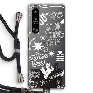 CaseCompany Good vibes: Sony Xperia 1 III Transparant Hoesje met koord