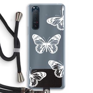 CaseCompany White butterfly: Sony Xperia 5 II Transparant Hoesje met koord