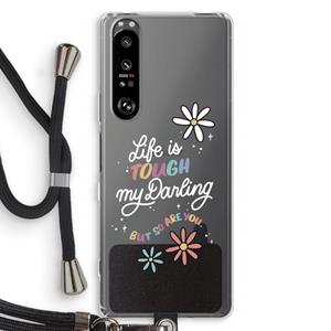 CaseCompany Tough Life: Sony Xperia 1 III Transparant Hoesje met koord