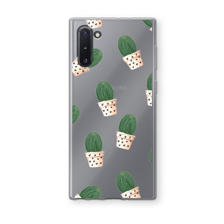 CaseCompany Cactusprint roze: Samsung Galaxy Note 10 Transparant Hoesje