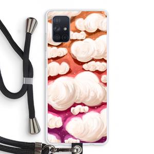 CaseCompany Katoen Wolken: Samsung Galaxy A71 Transparant Hoesje met koord