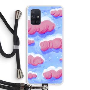 CaseCompany Roze wolken met vogels: Samsung Galaxy A71 Transparant Hoesje met koord