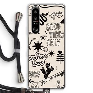 CaseCompany Good vibes: Sony Xperia 1 III Transparant Hoesje met koord
