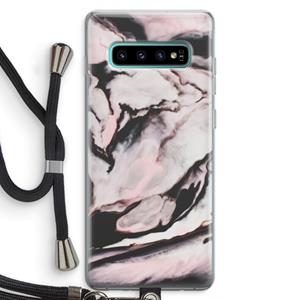 CaseCompany Roze stroom: Samsung Galaxy S10 Plus Transparant Hoesje met koord