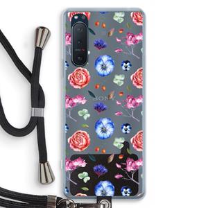 CaseCompany Bloemetjes: Sony Xperia 5 II Transparant Hoesje met koord