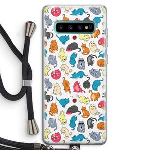 CaseCompany Kleurrijke katten: Samsung Galaxy S10 Plus Transparant Hoesje met koord