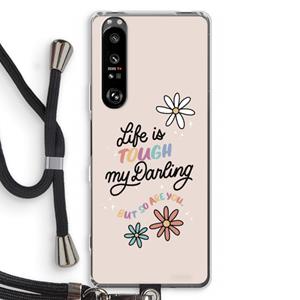 CaseCompany Tough Life: Sony Xperia 1 III Transparant Hoesje met koord