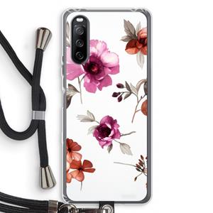 CaseCompany Geschilderde bloemen: Sony Sony Xperia 10 III Transparant Hoesje met koord