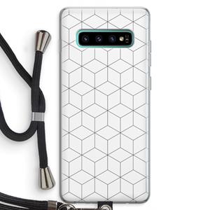 CaseCompany Zwart-witte kubussen: Samsung Galaxy S10 Plus Transparant Hoesje met koord