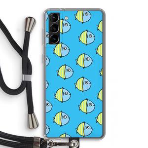 CaseCompany Visjes: Samsung Galaxy S21 Plus Transparant Hoesje met koord