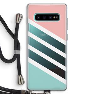 CaseCompany Strepen pastel: Samsung Galaxy S10 Plus Transparant Hoesje met koord