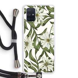 CaseCompany Wit bloemenpatroon: Samsung Galaxy A71 Transparant Hoesje met koord