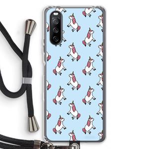 CaseCompany Eenhoorns overal: Sony Sony Xperia 10 III Transparant Hoesje met koord
