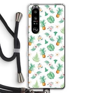 CaseCompany Ananas bladeren: Sony Xperia 1 III Transparant Hoesje met koord