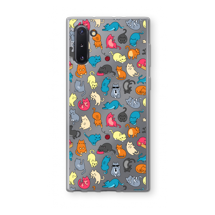CaseCompany Kleurrijke katten: Samsung Galaxy Note 10 Transparant Hoesje