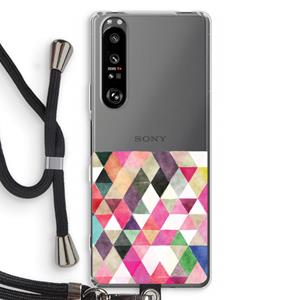 CaseCompany Gekleurde driehoekjes: Sony Xperia 1 III Transparant Hoesje met koord