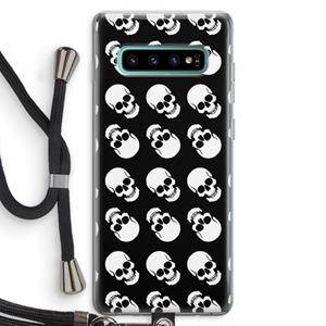 CaseCompany Musketon Skulls: Samsung Galaxy S10 Plus Transparant Hoesje met koord
