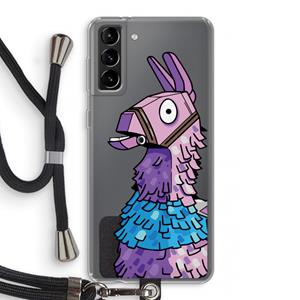 CaseCompany Lama: Samsung Galaxy S21 Plus Transparant Hoesje met koord