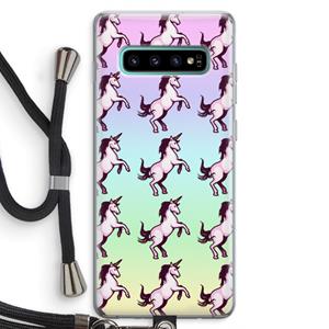 CaseCompany Musketon Unicorn: Samsung Galaxy S10 Plus Transparant Hoesje met koord