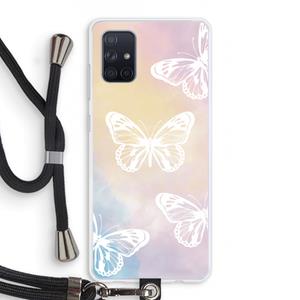 CaseCompany White butterfly: Samsung Galaxy A71 Transparant Hoesje met koord
