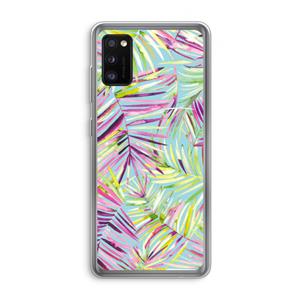 CaseCompany Tropical Palms Blue: Samsung Galaxy A41 Transparant Hoesje
