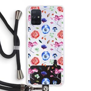 CaseCompany Bloemetjes: Samsung Galaxy A71 Transparant Hoesje met koord