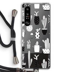 CaseCompany Cactusmotief: Sony Xperia 1 III Transparant Hoesje met koord