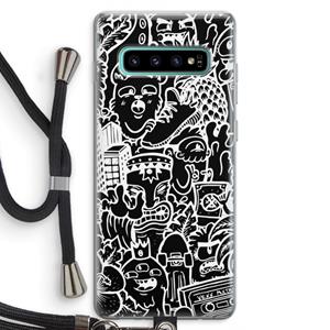 CaseCompany Vexx Black Mixtape: Samsung Galaxy S10 Plus Transparant Hoesje met koord