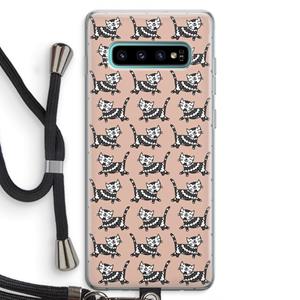 CaseCompany Zwarte poes: Samsung Galaxy S10 Plus Transparant Hoesje met koord