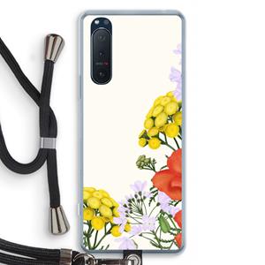 CaseCompany Wilde bloemen: Sony Xperia 5 II Transparant Hoesje met koord