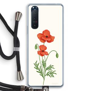 CaseCompany Red poppy: Sony Xperia 5 II Transparant Hoesje met koord