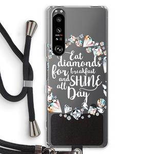 CaseCompany Diamonds: Sony Xperia 1 III Transparant Hoesje met koord
