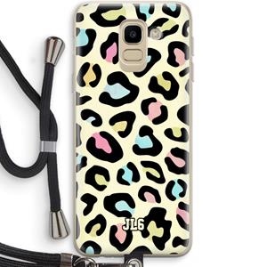 CaseCompany Leopard pattern: Samsung Galaxy J6 (2018) Transparant Hoesje met koord