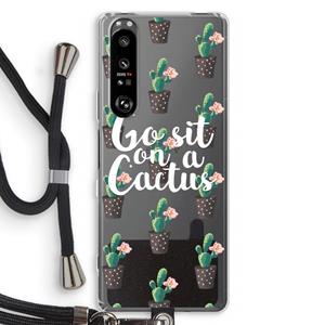 CaseCompany Cactus quote: Sony Xperia 1 III Transparant Hoesje met koord