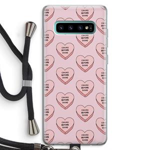 CaseCompany Chicks before dicks: Samsung Galaxy S10 Plus Transparant Hoesje met koord
