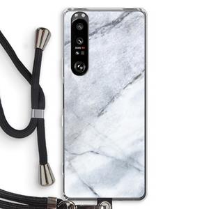 CaseCompany Witte marmer: Sony Xperia 1 III Transparant Hoesje met koord