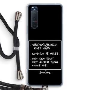 CaseCompany Mijn Motto's: Sony Xperia 5 II Transparant Hoesje met koord