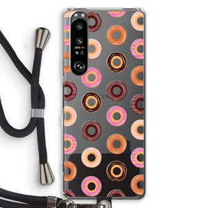 CaseCompany Donuts: Sony Xperia 1 III Transparant Hoesje met koord
